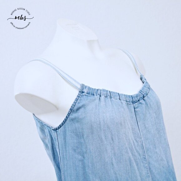 Cloth & Stone Chambray Sleeveless Side Slit Wide Leg Jumpsuit Blue Women XS - Picture 12 of 15